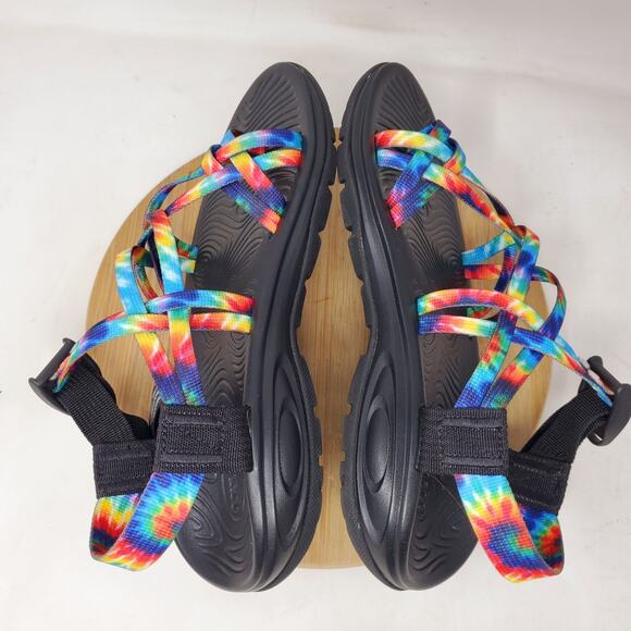 Chaco ZVOLV X2 Sandals Womens 7 Tie Dye Double Strap Toe Loop Hiking Water Shoes - Picture 9 of 12